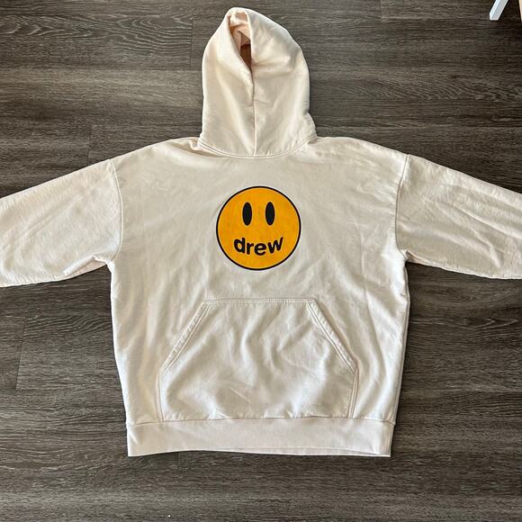 Authentic EUC Drew House Mascot Hoodie Chalk White Smiley‎ Face Logo M Pullover - Picture 7 of 15